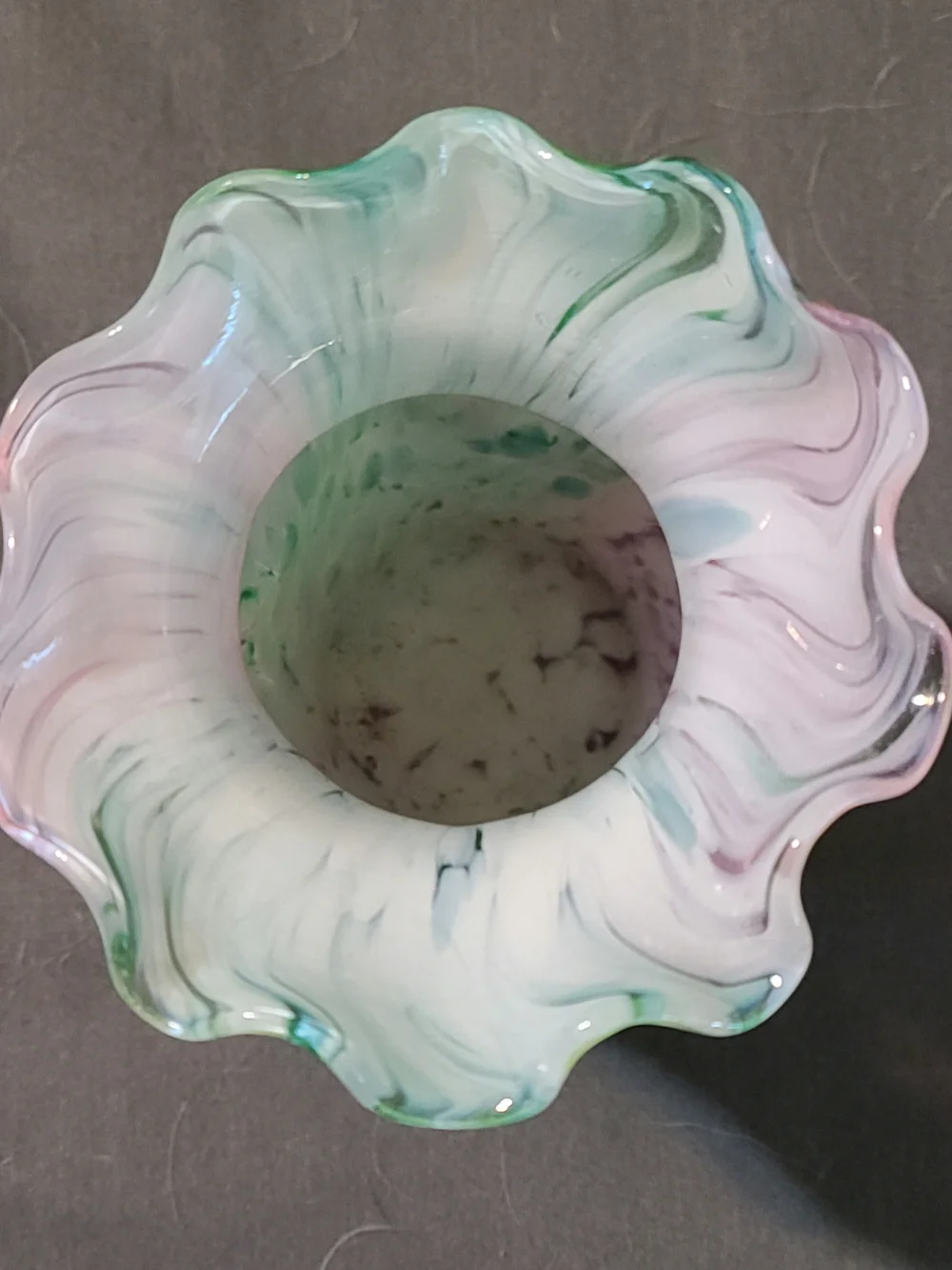 Fenton Pink and Green Art Glass Vase